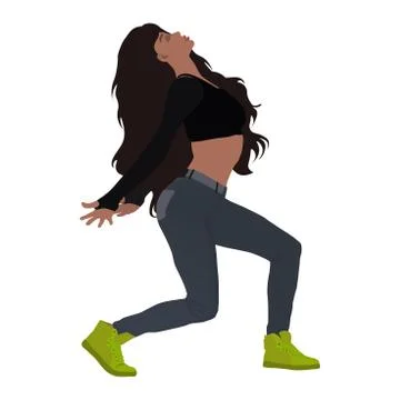 Girl dancing fast dancing Stock Illustration