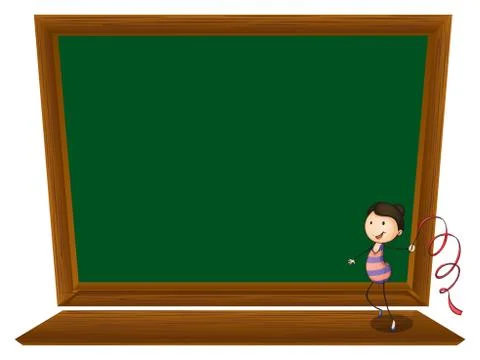 A girl dancing in front of an empty blackboard Stock Illustration
