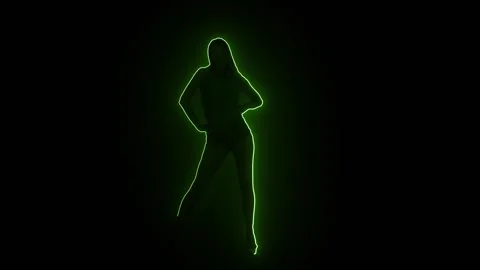 Girl Dancing Glow &amp; Glowing Lines Effect Blotter media Dance Effects Stock Footage 281184193