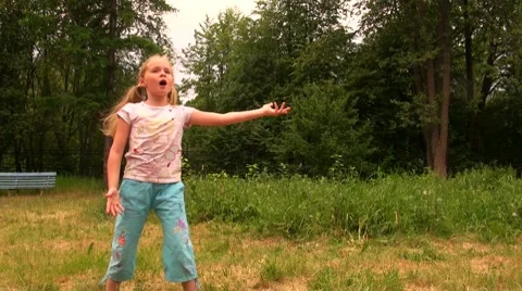 Girl dancing on the grass Stock Footage 7138932