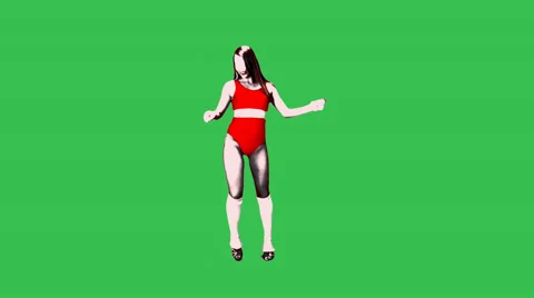 Girl dancing on a green background Stock Footage 56720741