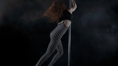 The girl is dancing Pole Dance Stock Footage 76501914