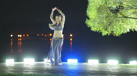 Girl dancing on stage Stock Footage 56642046