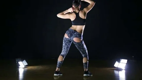 Girl dancing in the studio twerk Stock Footage 69090091