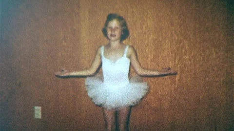 Girl Dancing Tutu BALLET Costume Dance Ballet 1950s Vintage Film Home Movie 326 Stock Footage