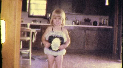 Girl Dancing in Tutu Costume 1970s Vintage Film 8mm Home Movie Footage 625 Stock Footage