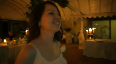 Girl dancing at a wedding Stock Footage 56492673