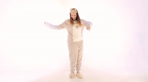 Girl dancing on white background Stock Footage 59191724