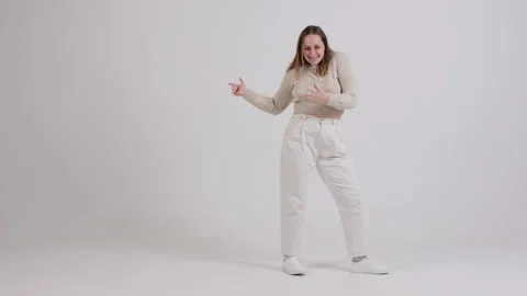 Girl dancing on white background Stock Footage 166096329