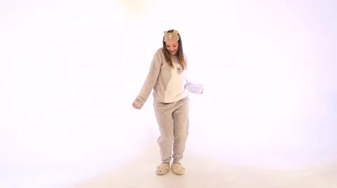 Girl dancing on white background in slow motion Stock Footage 59190441