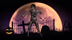 Zombie animation. Halloween concept. Gr, Stock Video