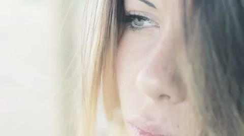Girl with depression. Close up Stock Footage 35158805