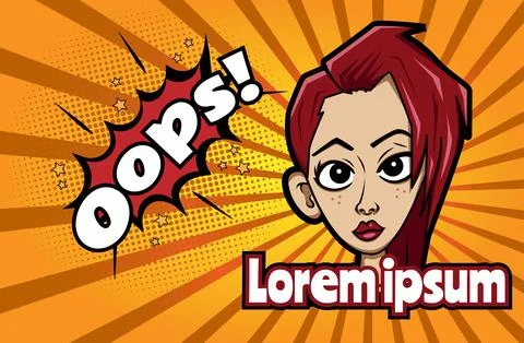 Girl design with comic style vector for your promotion banner Stock Illustration