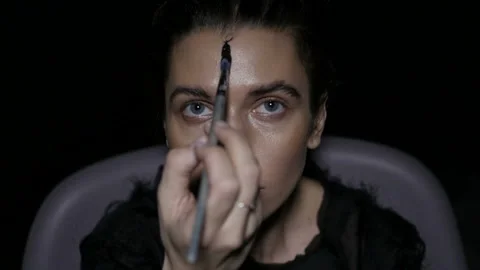 Girl is deviding her face Stock Footage 90426826