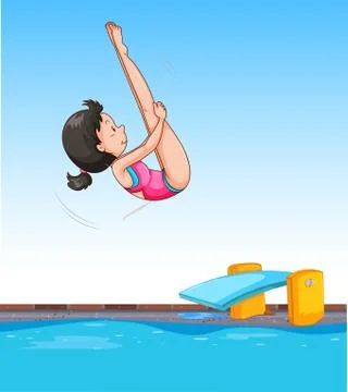 Girl diving into pool Stock Illustration