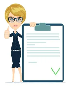 Girl with a document approved, vector illustration Stock Illustration