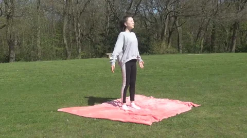 Girl does breathing exercises Stock-Footage 91005029