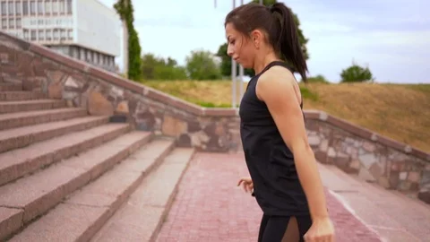 The girl does jumps Stock Footage 110841895