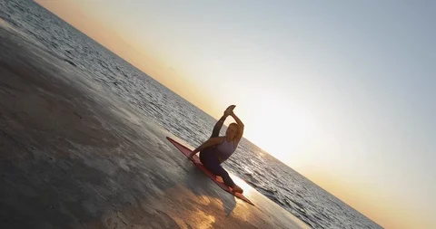 Girl does yoga exercise  Stockbeeldmateriaal 124167981