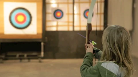 Girl doing archery Stock Footage 4954536