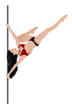 Girl is doing element in pole dance Illustrazione stock
