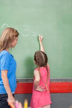 Girl doing an excercise of math Stock-Fotos