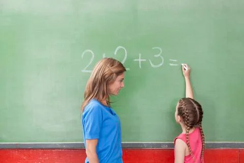 Girl doing an excercise of math Foto stock