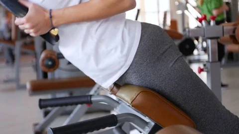 Girl doing exercise on the back muscles Stock Footage 81881969
