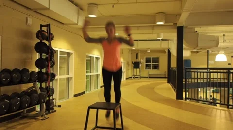 Girl doing exercise jumps Stock Footage 44266626