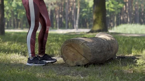 Girl doing exercise in the park Stock-Footage 91854395
