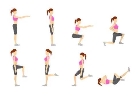 Girl Doing Exercise on White Background Vector Illustration EPS Stock Illustration