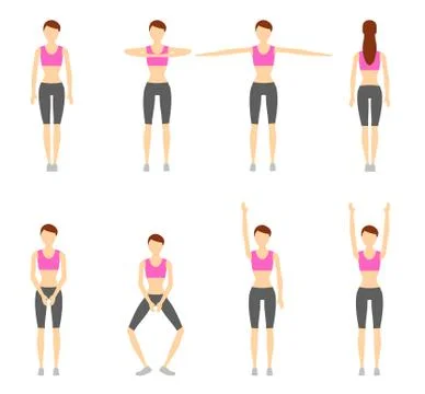Girl Doing Exercise on White Background Vector Illustration EPS Illustrazione stock