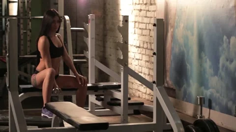 Girl doing exercises for biceps Stock Footage 56343906