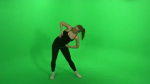 Girl doing exercises. Green Screen. Stock Footage 45597196