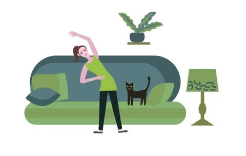 Girl doing exercises Stock Illustration