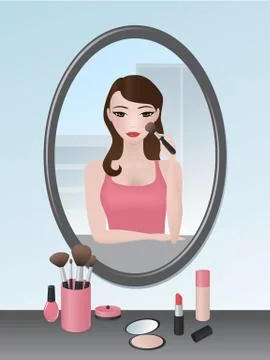 Girl doing her makeup Stock Illustration