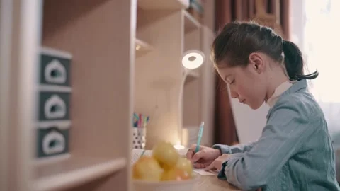 Girl doing homework. Video stock 166563248