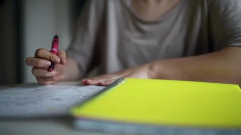 Girl doing math homework Stock Footage 88567768