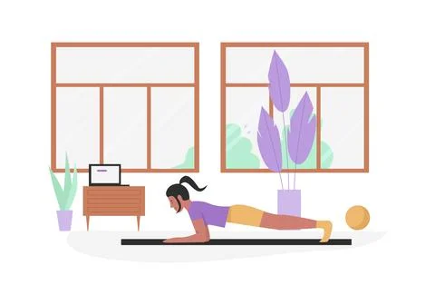 Girl doing plank pose Stock Illustration