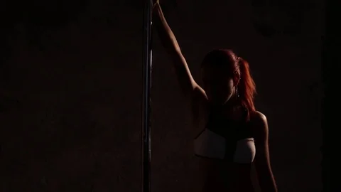 Girl doing pole dance. 4K UHD Stock Footage 72680095