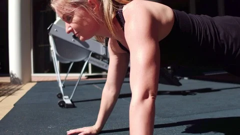 Girl doing push ups close up Stock-Footage 75045558