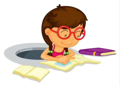 Girl doing schoolwork Stock Illustration