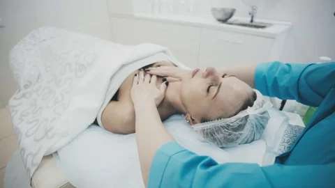 Girl doing spa body massage Stock Footage