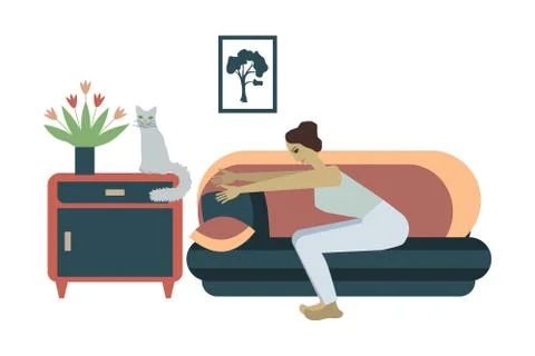 Girl doing squats Stock Illustration