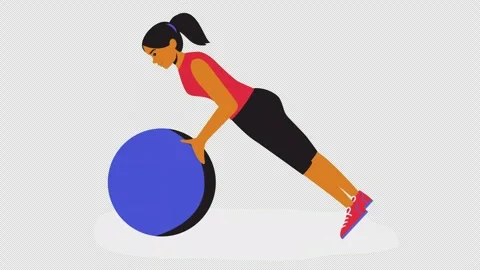 Girl Doing Stability Ball Push Ups Animation 4K Loop Stock Footage 318505725