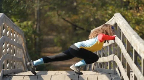 Girl doing stretching exercise Stock-Footage 9051317