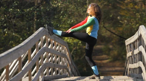 Girl doing stretching exercise Video stock 32866097