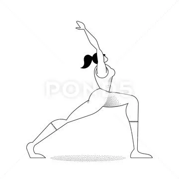 Girls Different Yoga Poses Outline Black Stock Vector (Royalty Free)  1636307992 | Shutterstock