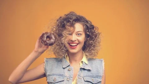 The girl with the donuts Stock-Footage 74331249