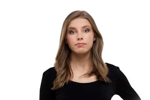 Girl with doubtful expression Stock Photos